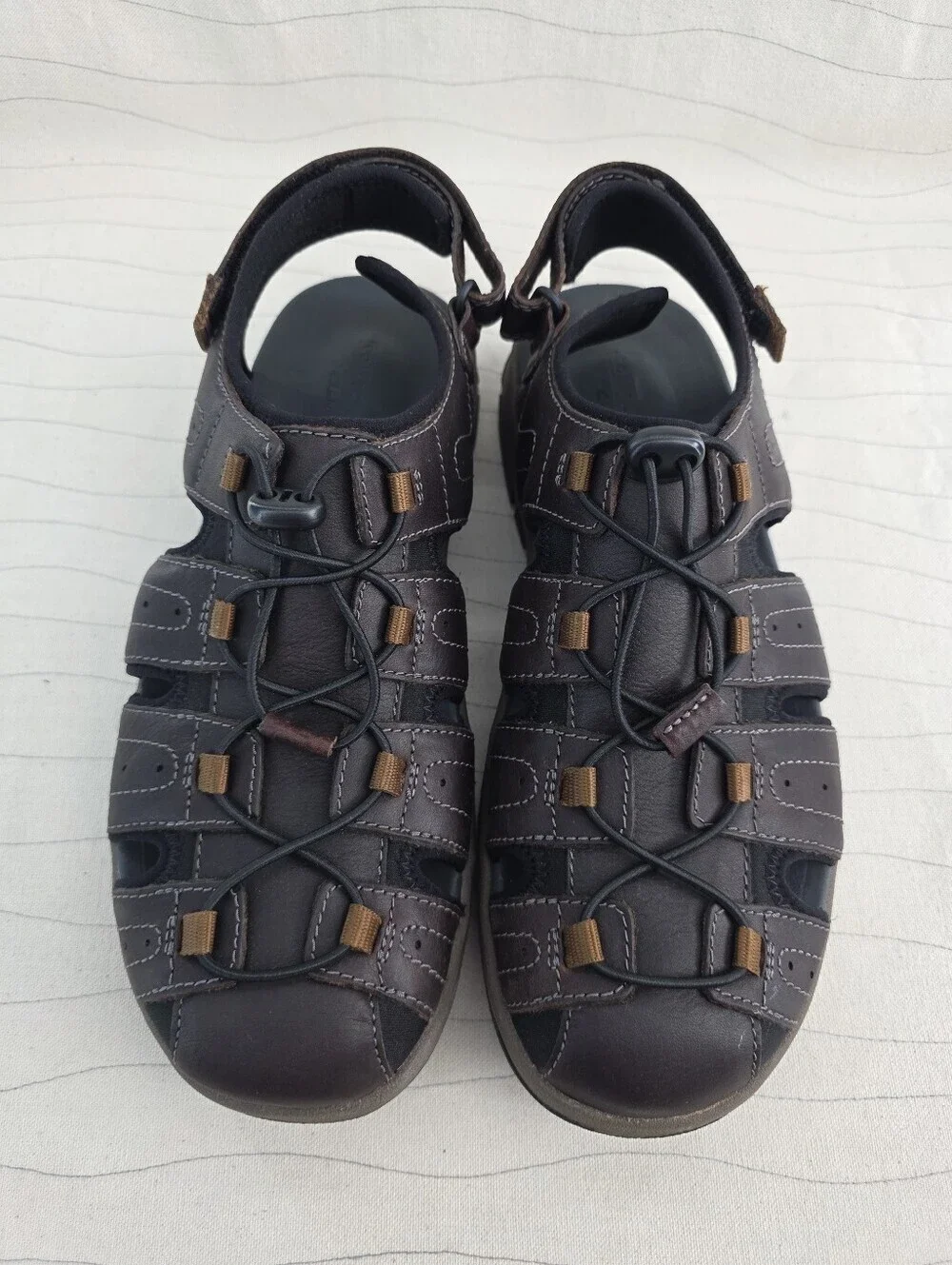 Collection By Clarks Mens Brixby Cove Brown Leather Fisherman Sandals Sz 11 NEW